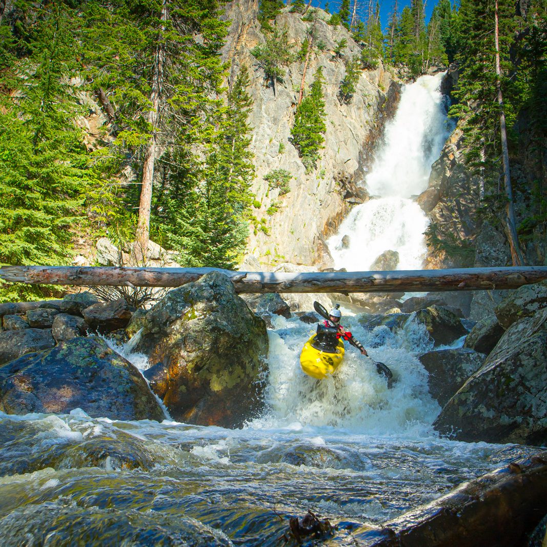 Kayaking down Fish Creek Falls in Colorado