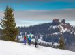 Family Snowshoeing on Steamboat Mountain during winter